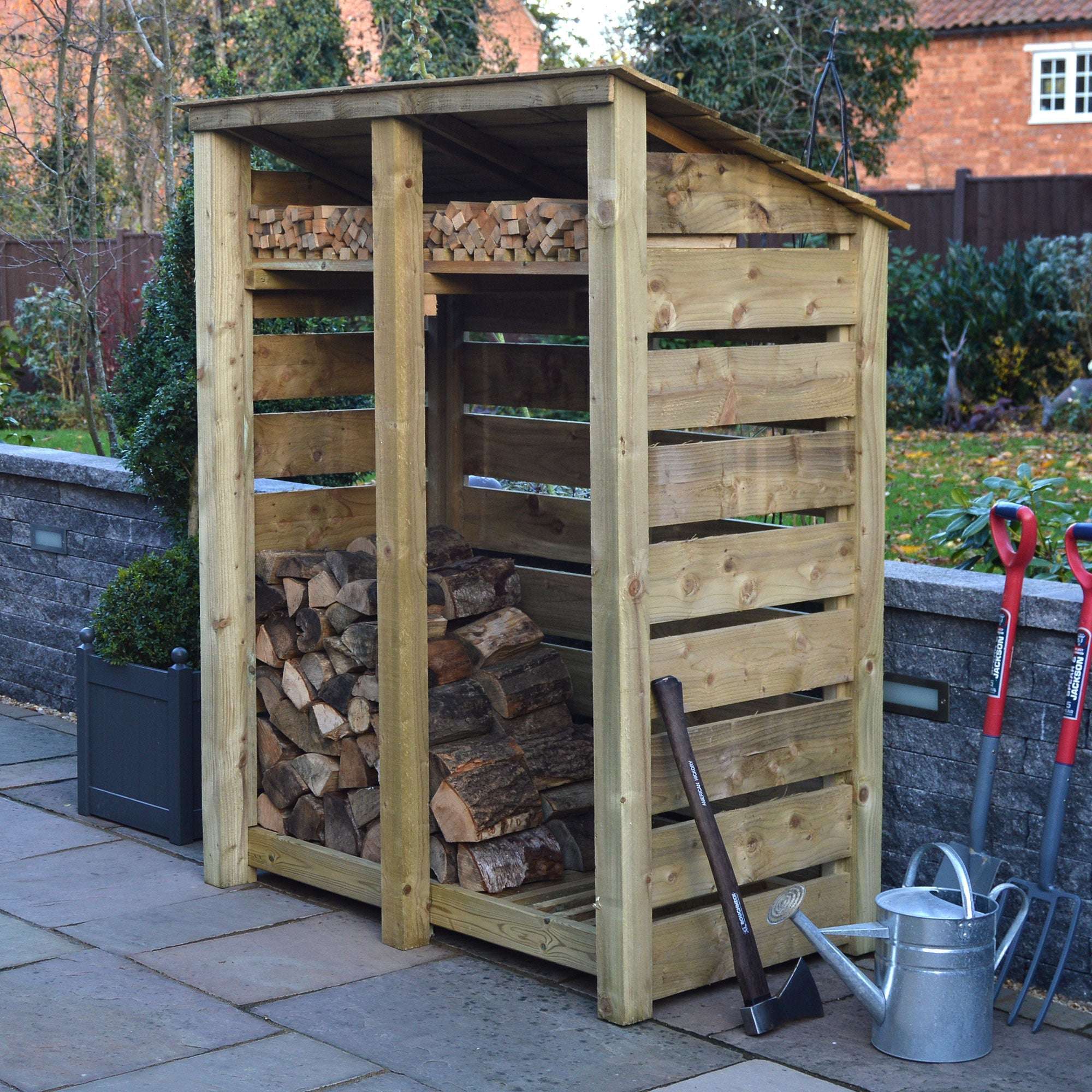 Rutland Country Cottesmore Log Store Kindling Shelf - 6ft:Rutland County,Exceptional Garden