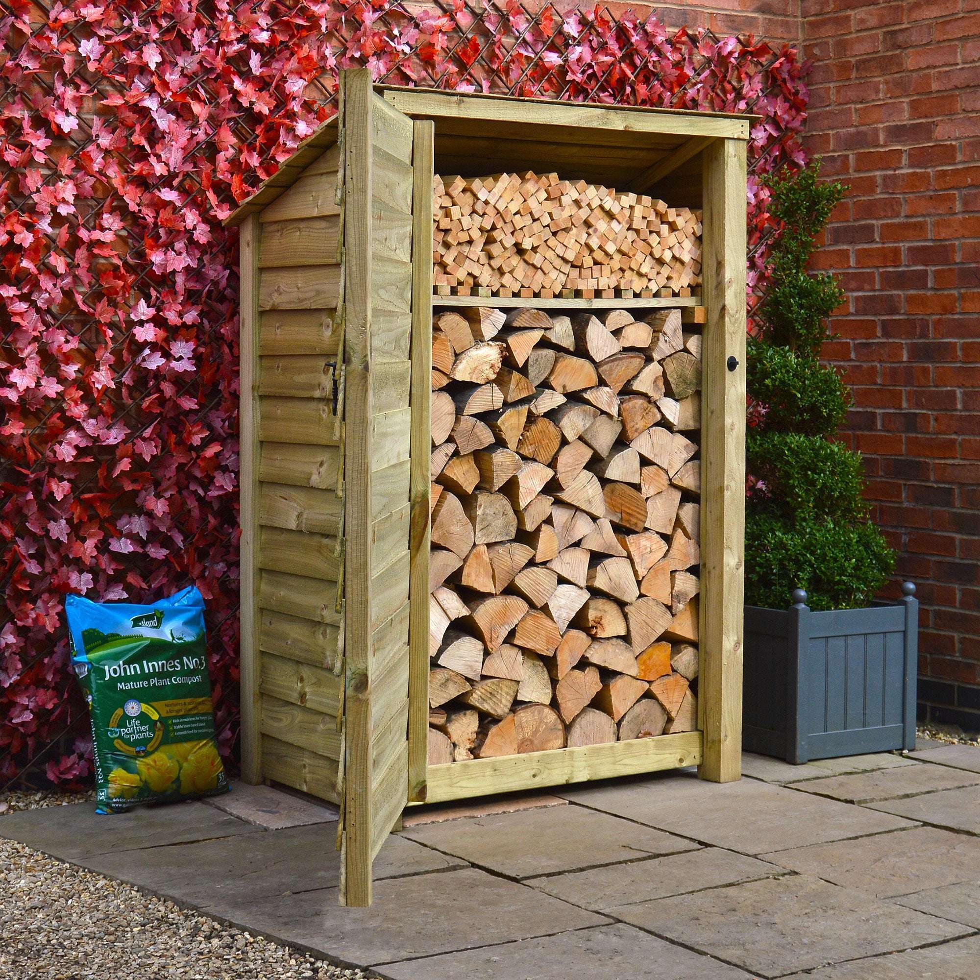 Exceptional Garden:Rutland Country Greetham Log Store With Kindling Shelf - 6ft