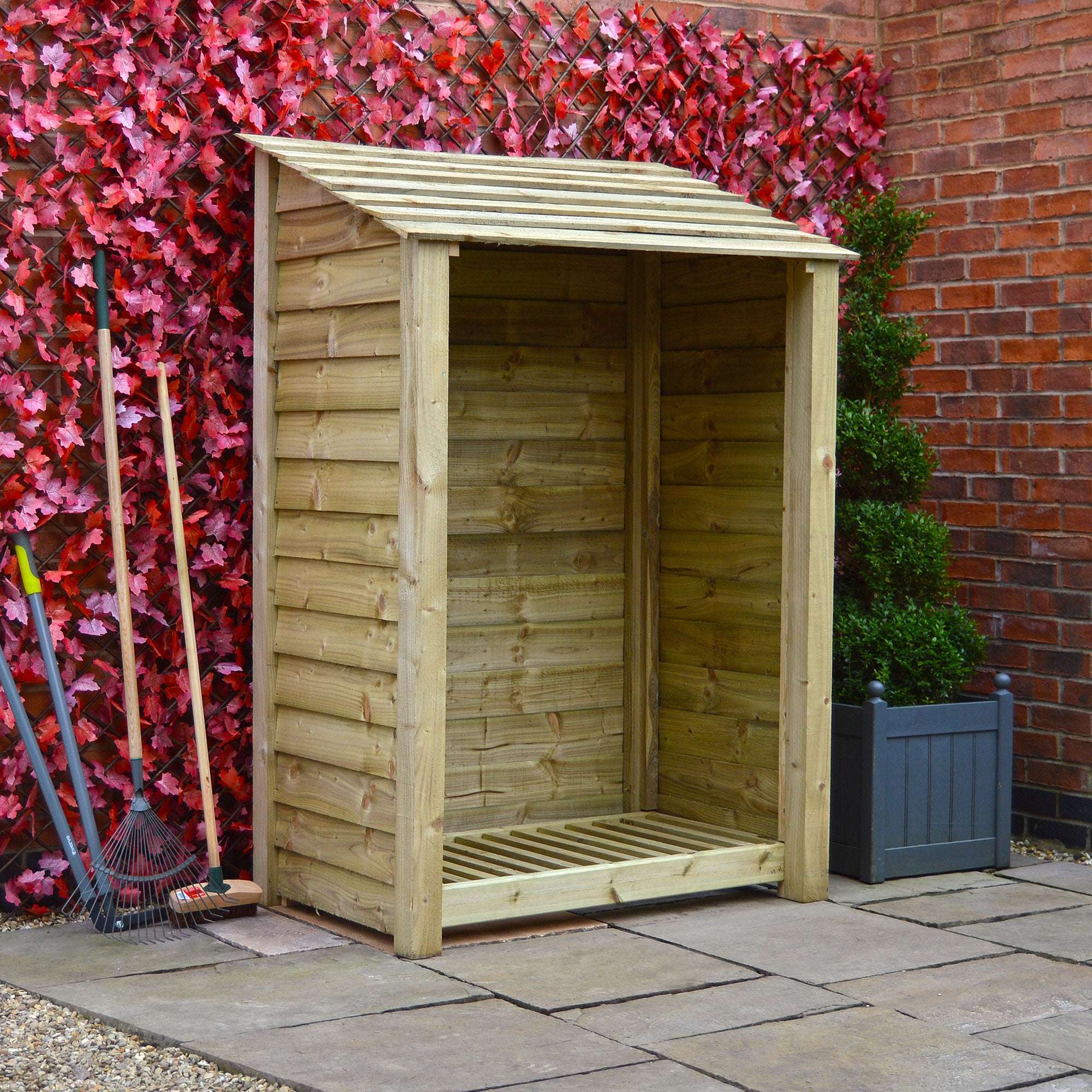 Rutland Country Greetham Log Store With Kindling Shelf - 6ft:Rutland County,Exceptional Garden