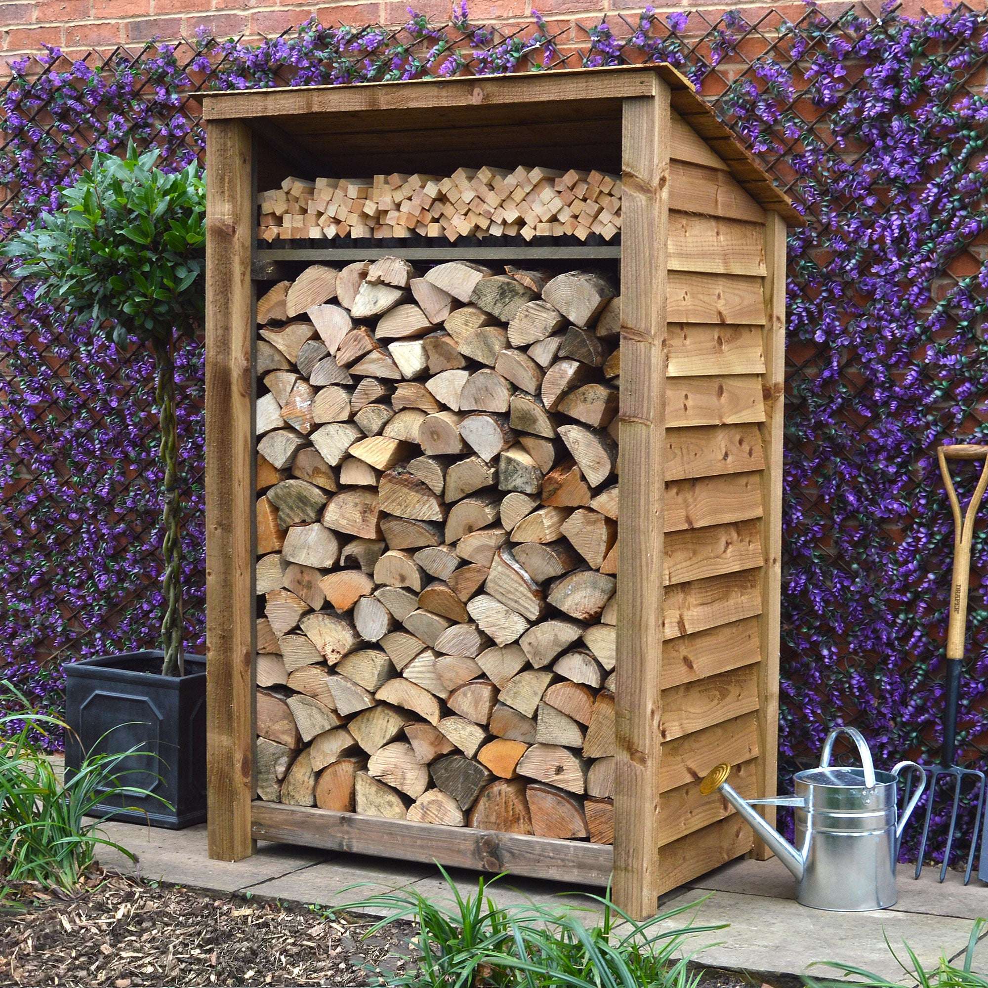 Rutland Country Greetham Log Store With Kindling Shelf - 6ft:Rutland County,Exceptional Garden