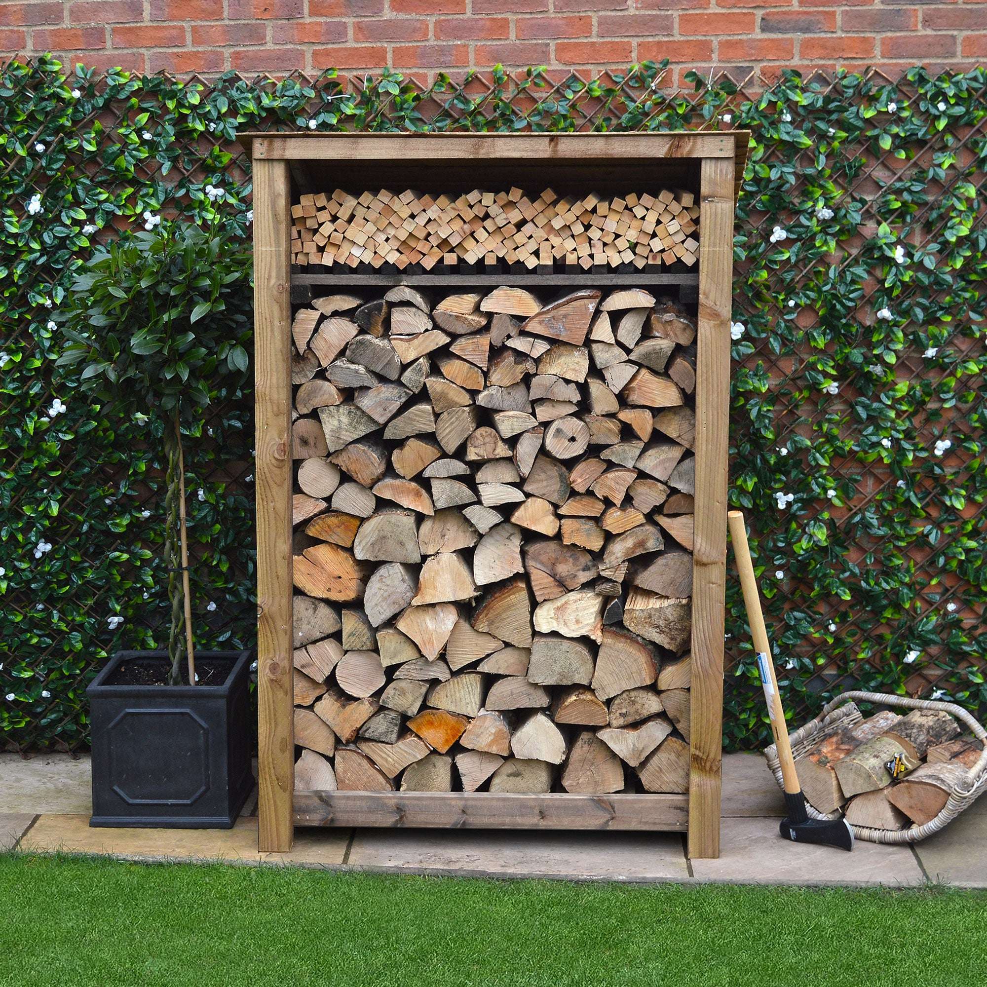 Exceptional Garden:Rutland Country Greetham Log Store With Kindling Shelf - 6ft